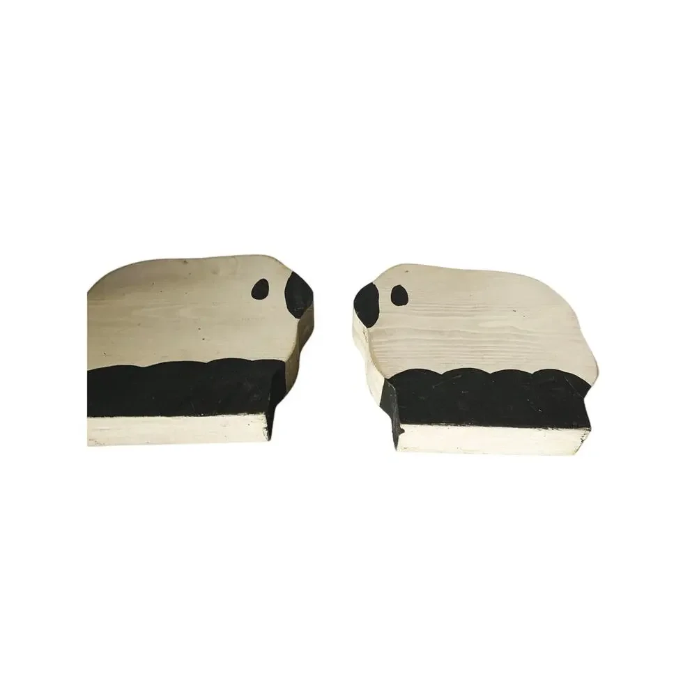 Pair of Chunky Wood Sheep Handmade 7